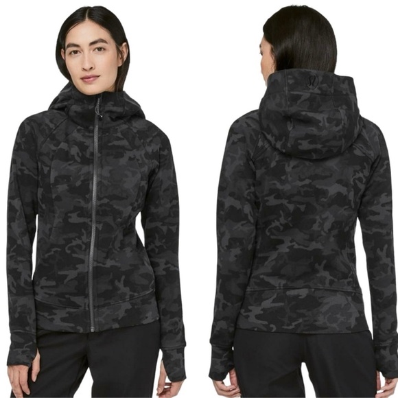 Lululemon Scuba Hoodie Size 4 Cotton Fleece Incognito Camo Multi Grey Jacket - Picture 16 of 16